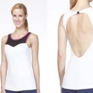 Omberry White Tank Top Yogawear Open Back Small